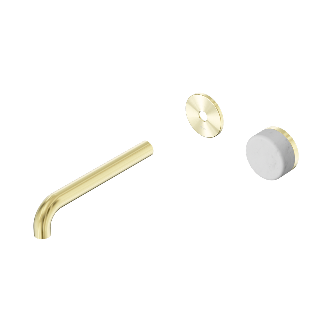 Serenity Wall Basin Nero Mixer 185mm Spout With Carrara Handle Trim Kit Only - Brushed Gold