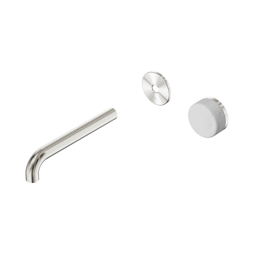 Nero Serenity Wall Basin Mixer 185mm Spout With Carrara Handle Trim Kit Only - Brushed Nickel