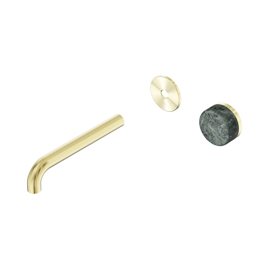 Serenity Wall Basin Nero Mixer 185mm Spout With Verde Alpi Handle Trim Kit Only - Brushed Gold