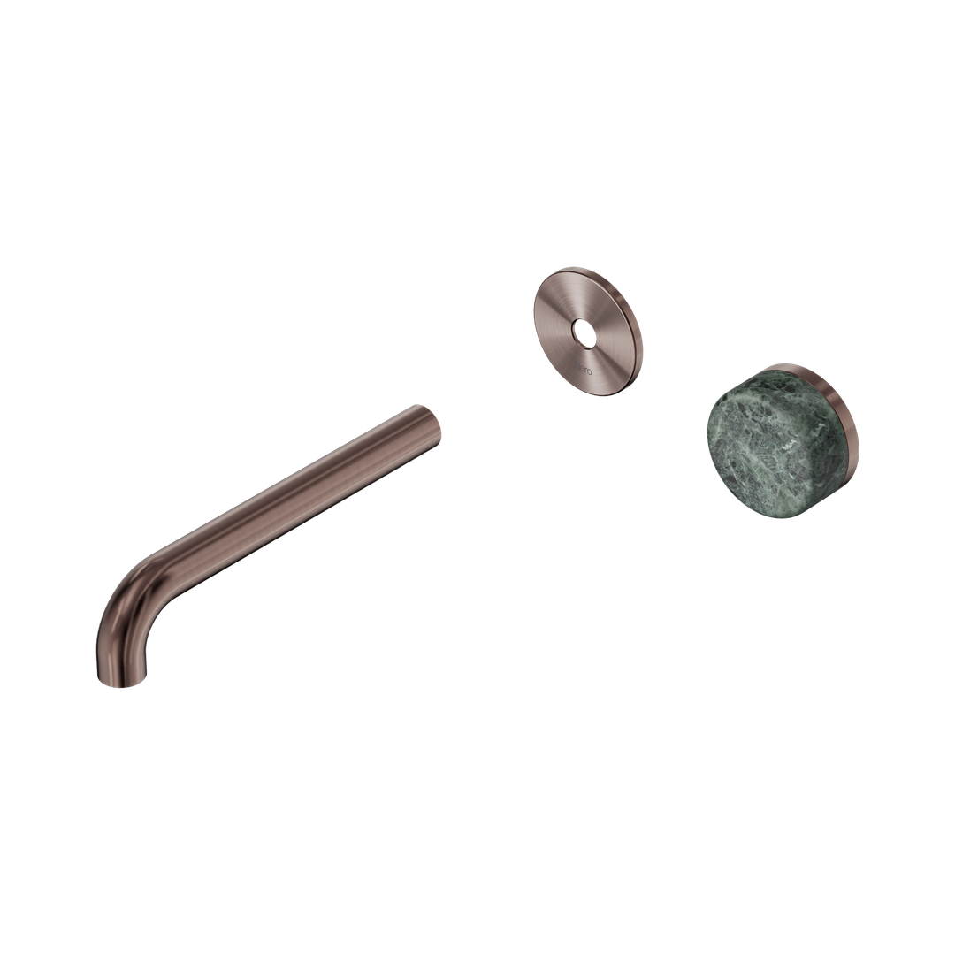 Serenity Wall Basin Nero Mixer 185mm Spout With Verde Alpi Handle Trim Kit Only - Brushed Bronze
