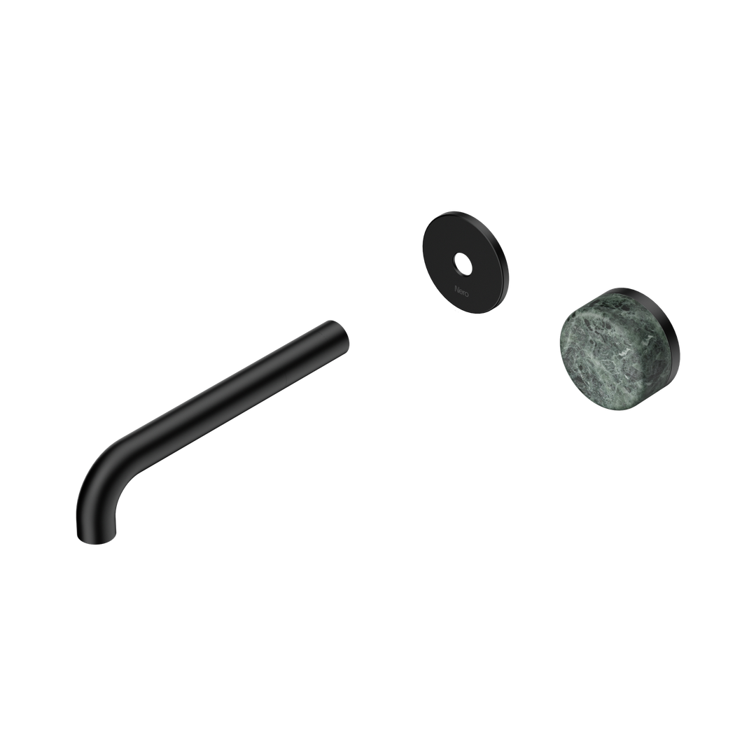 Nero Serenity Progressive Wall Basin Mixer 185Mm Spout Matte Black - Verde Alpi Handle Trim Kit Only