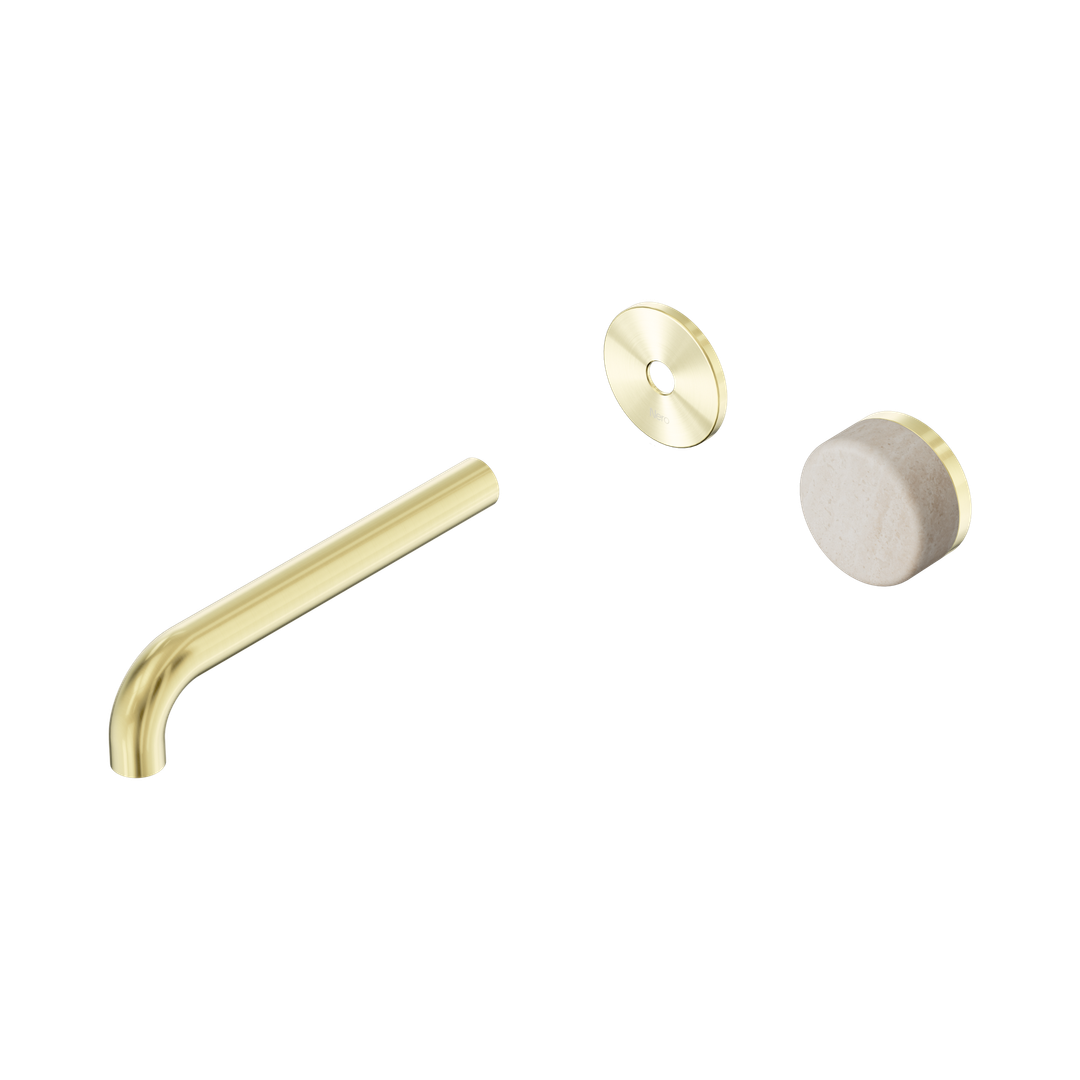 Serenity Wall Basin Nero Mixer 185mm Spout With Rome Travertine Hdl Trim Kit Only - Brushed Gold