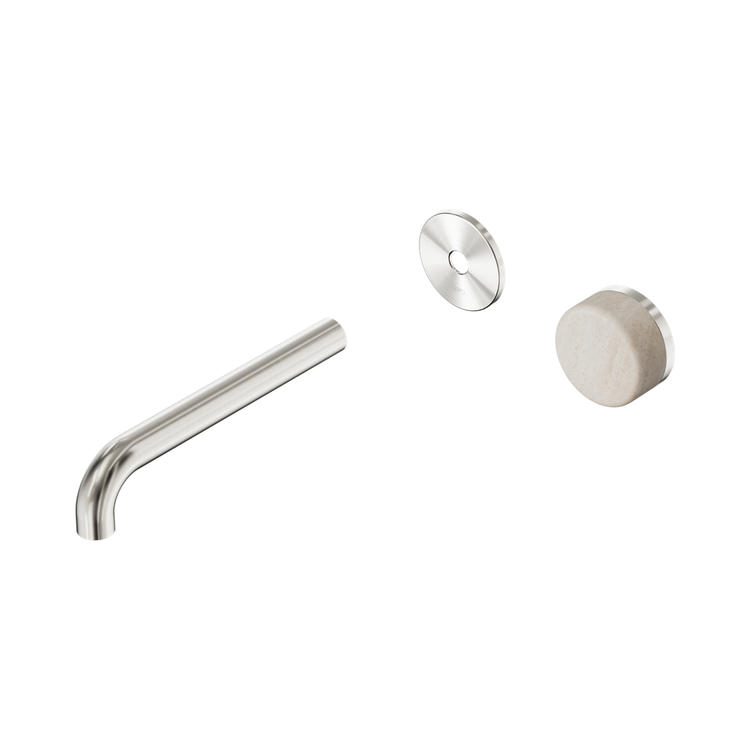 Nero Serenity Wall Basin Mixer 185mm Spout Rome Travertine Hdl Trim Kit Only - Brushed Nickel