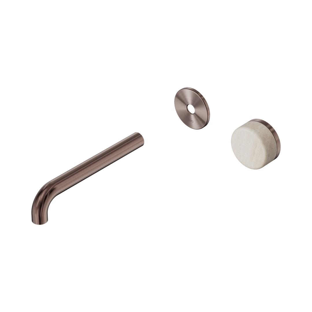 Nero Serenity Wall Basin Mixer 185mm Spout Rome Travertine Hdl Trim Kit Only - Brushed Bronze
