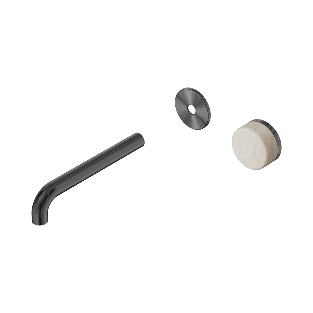 Nero Serenity Progressive Wall Basin Mixer 185Mm Spout Gunmetal - Rome Travertine Handle Trim Kit Only