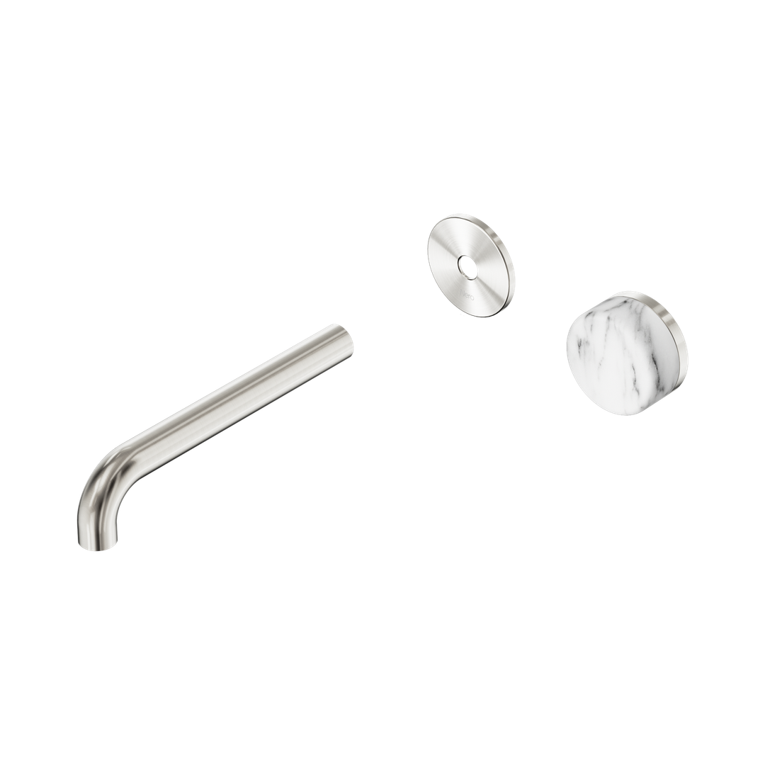Nero Serenity Wall Basin Mixer 185mm Spout Arabescato Corchia Hdl Trim Kit Only - Brushed Nickel