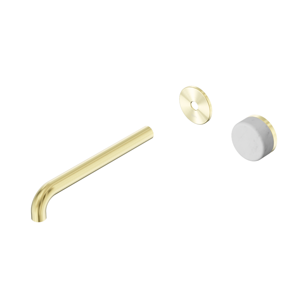 Serenity Wall Basin Nero Mixer 220mm Spout With Carrara Handle Trim Kit Only - Brushed Gold