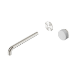 Nero Serenity Progressive Wall Basin Mixer 220Mm Spout Brushed Nickel - Carrara Handle Trim Kit Only