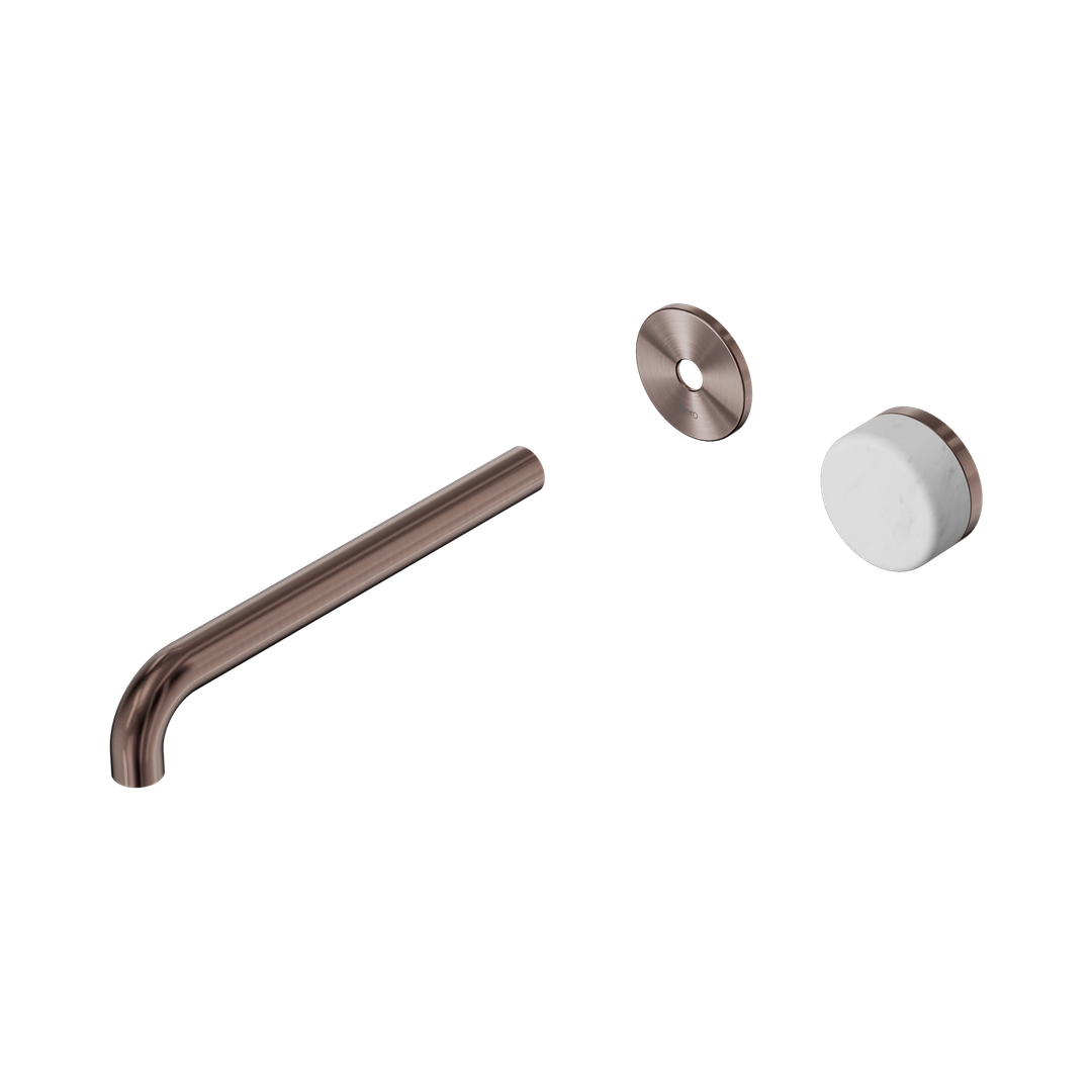 Nero Serenity Progressive Wall Basin Mixer 220Mm Spout Brushed Bronze - Carrara Handle Trim Kit Only