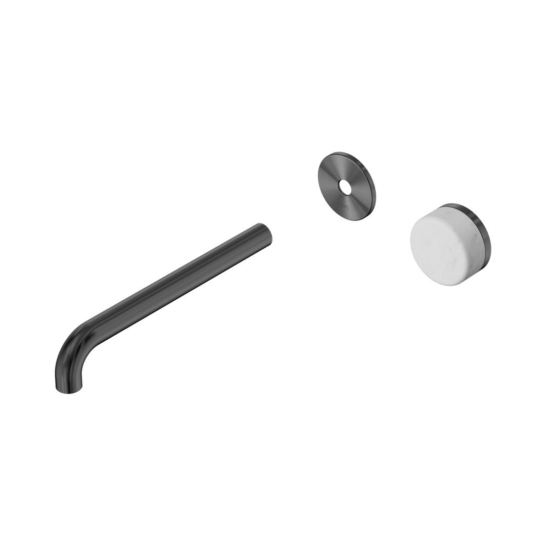 Nero Serenity Progressive Wall Basin Mixer 220Mm Spout Gunmetal - Carrara Handle Trim Kit Only