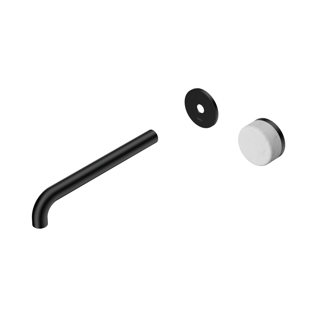 Nero Serenity Progressive Wall Basin Mixer 220Mm Spout Matte Black - Carrara Handle Trim Kit Only
