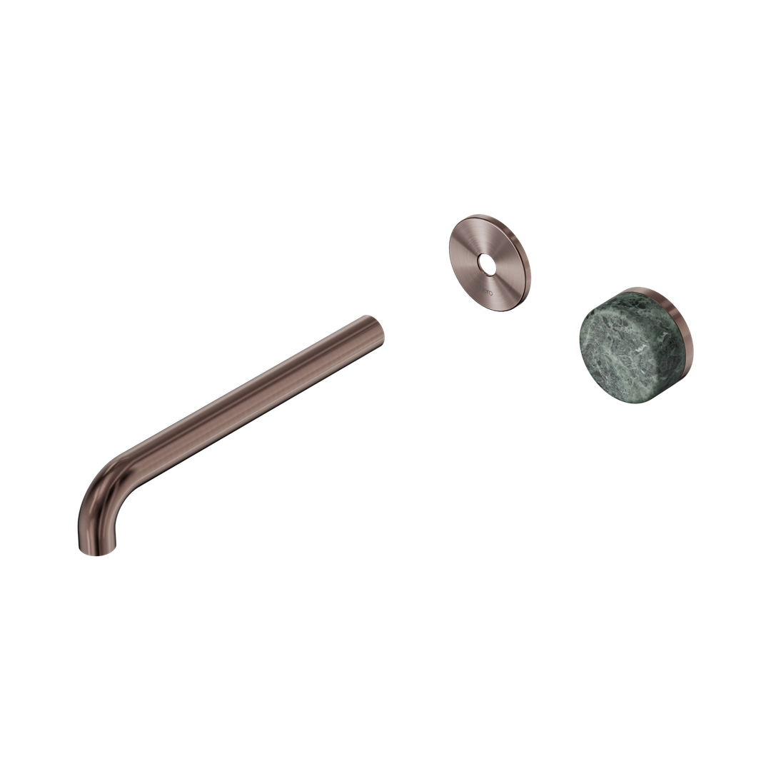Nero Serenity Progressive Wall Basin Mixer 220Mm Spout Brushed Bronze - Verde Alpi Handle Trim Kit Only