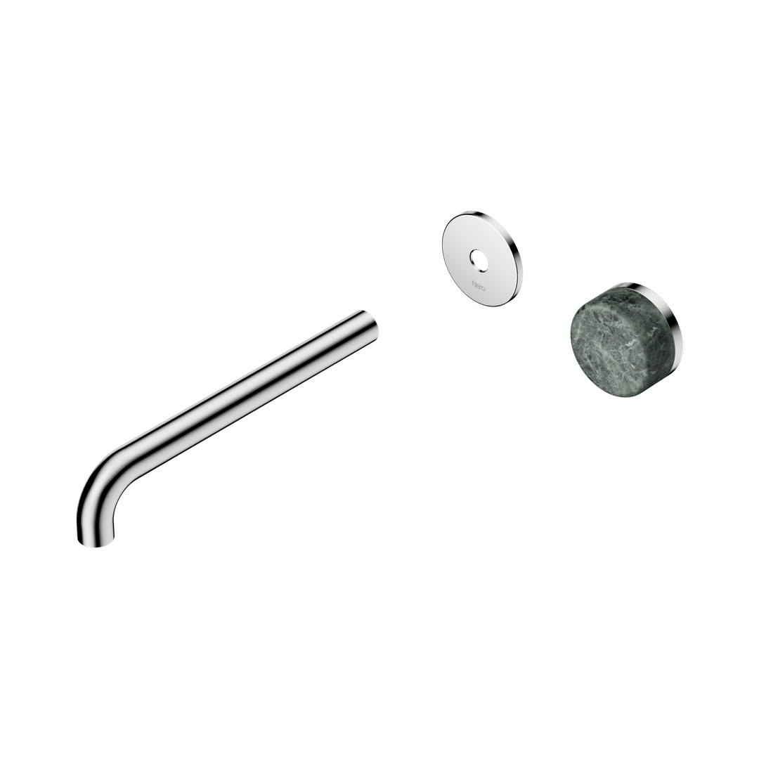 Nero Serenity Progressive Wall Basin Mixer 220Mm Spout Chrome - Verde Alpi Handle Trim Kit Only