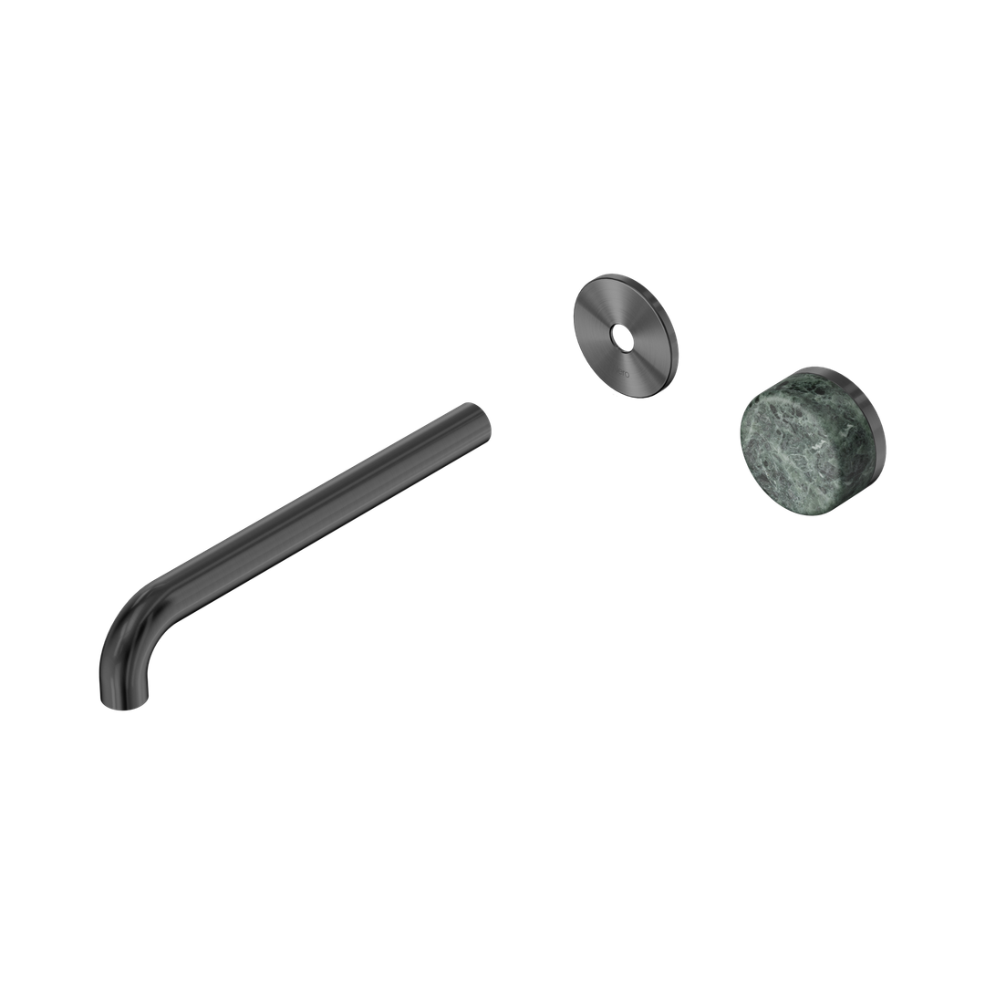 Nero Serenity Progressive Wall Basin Mixer 220Mm Spout Gunmetal - Verde Alpi Handle Trim Kit Only