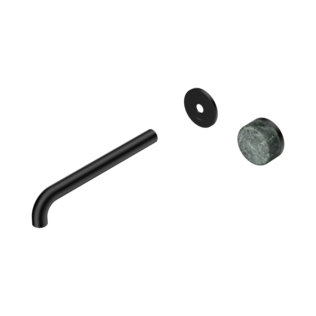 Nero Serenity Progressive Wall Basin Mixer 220Mm Spout Matte Black - Verde Alpi Handle Trim Kit Only