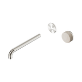 Nero Serenity Progressive Wall Basin Mixer 220Mm Spout - Brushed Nickel Rome Travertine Handle Trim Kit Only
