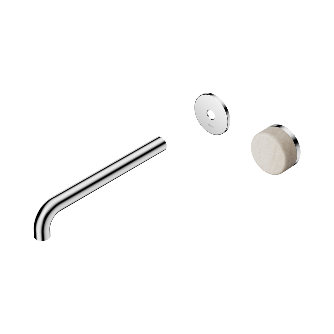 Nero Serenity Progressive Wall Basin Mixer 220Mm Spout Chrome - Rome Travertine Handle Trim Kit Only