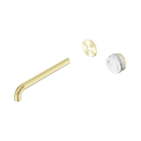 Nero Serenity Progressive Wall Basin Mixer 220Mm Spout - Brushed Gold Arabescato Corchia Handle Trim Kit Only