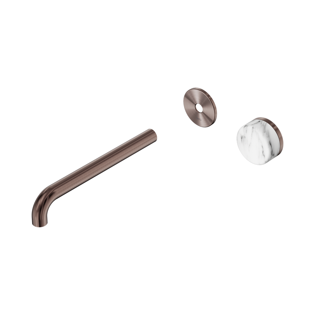 Nero Serenity Progressive Wall Basin Mixer 220Mm Spout - Brushed Bronze Arabescato Corchia Handle Trim Kit Only
