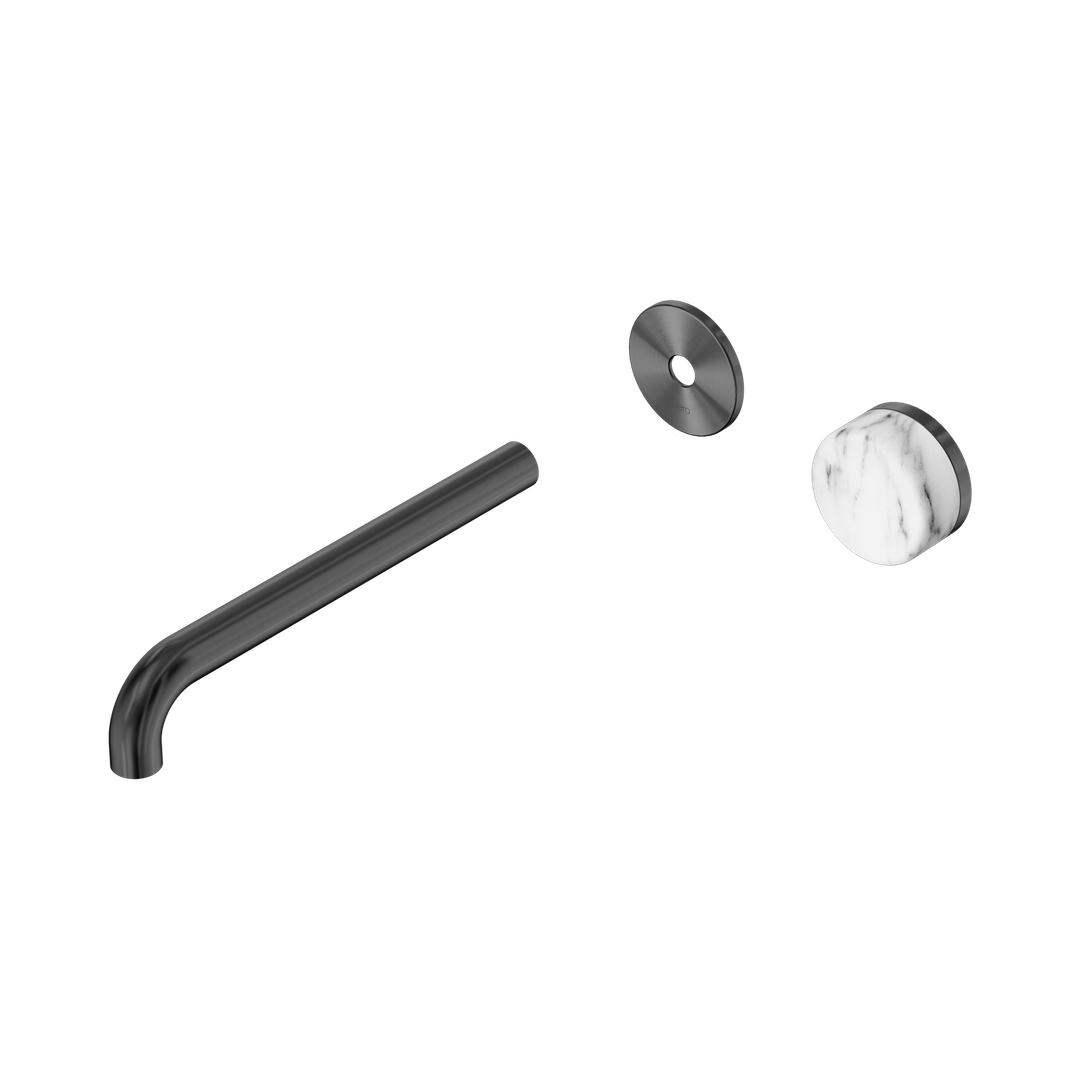 Serenity Wall Basin Nero Mixer 220mm Spout With Arabescato Corchia Hdl Trim Kit Only - Gun Metal