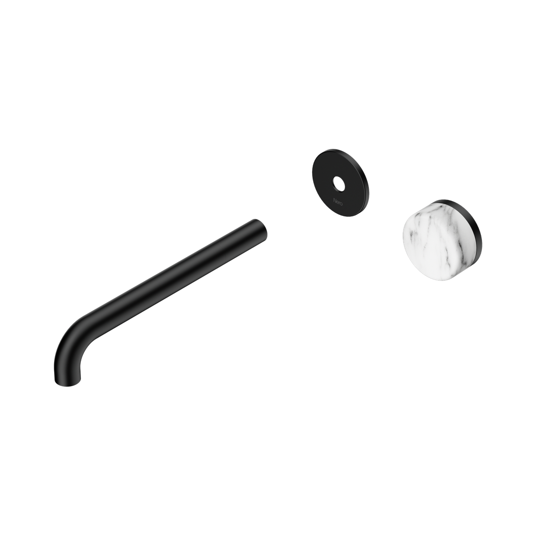 Serenity Wall Basin Nero Mixer 220mm Spout Arabescato Corchia Hdl Trim Kit Only - Matte Black