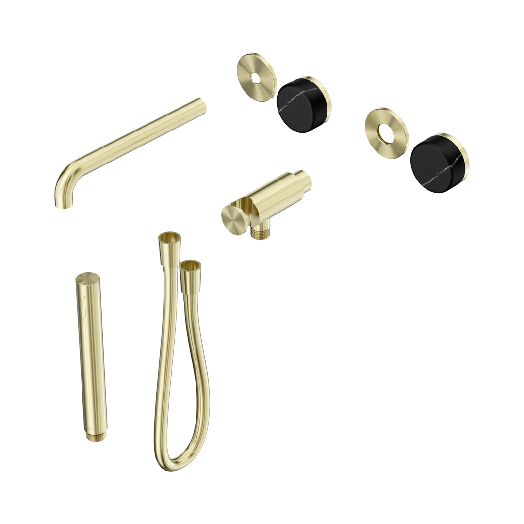 Nero Serenity Progressive Shower System - Spout Brushed Gold Marquina Black Handle & Slim Shower Trim Kit Only