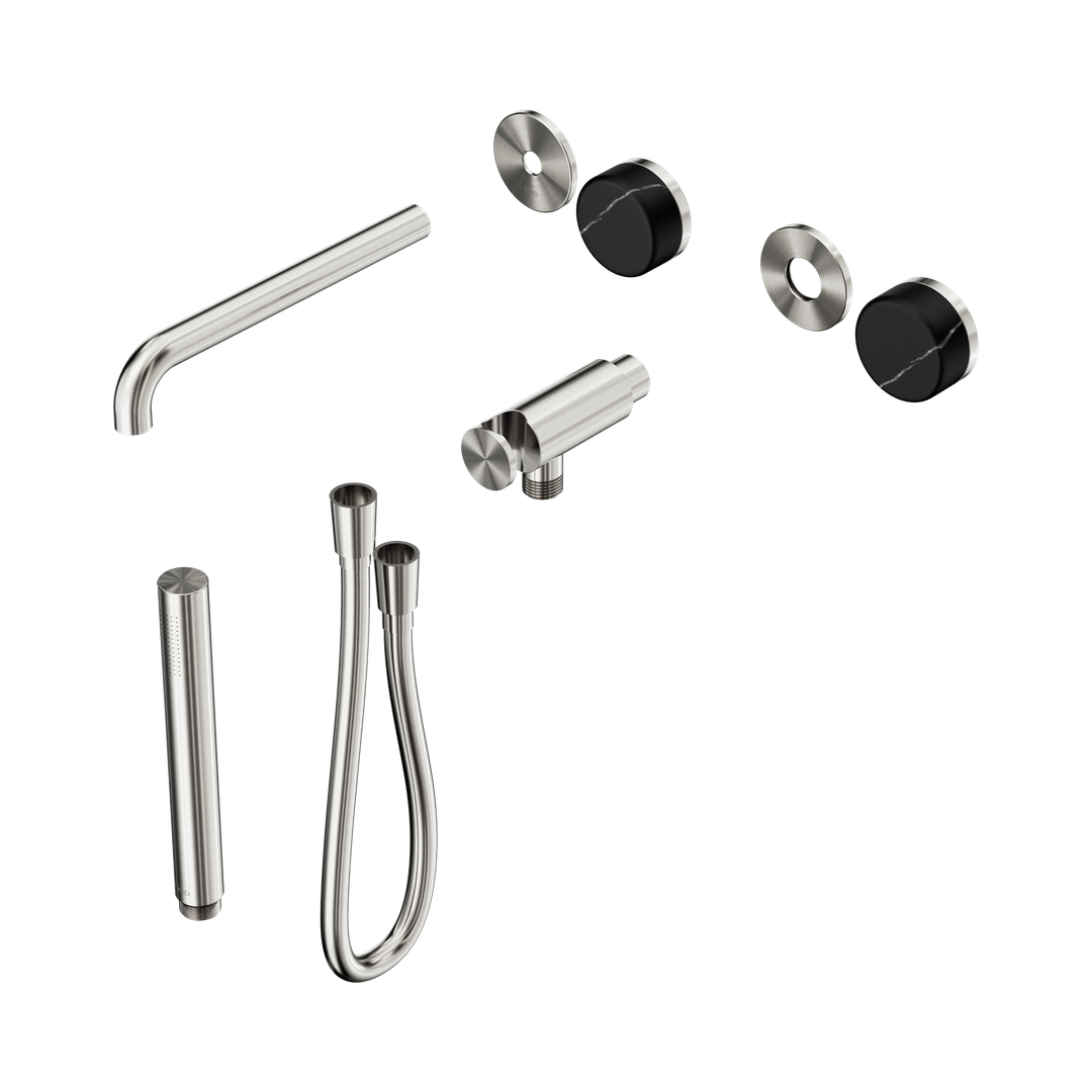 Nero Serenity Progressive Shower System - Spout Brushed Nickel Marquina Black Handle & Slim Shower Trim Kit Only