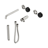 Nero Serenity Progressive Shower System - Spout Brushed Nickel Marquina Black Handle & Slim Shower Trim Kit Only