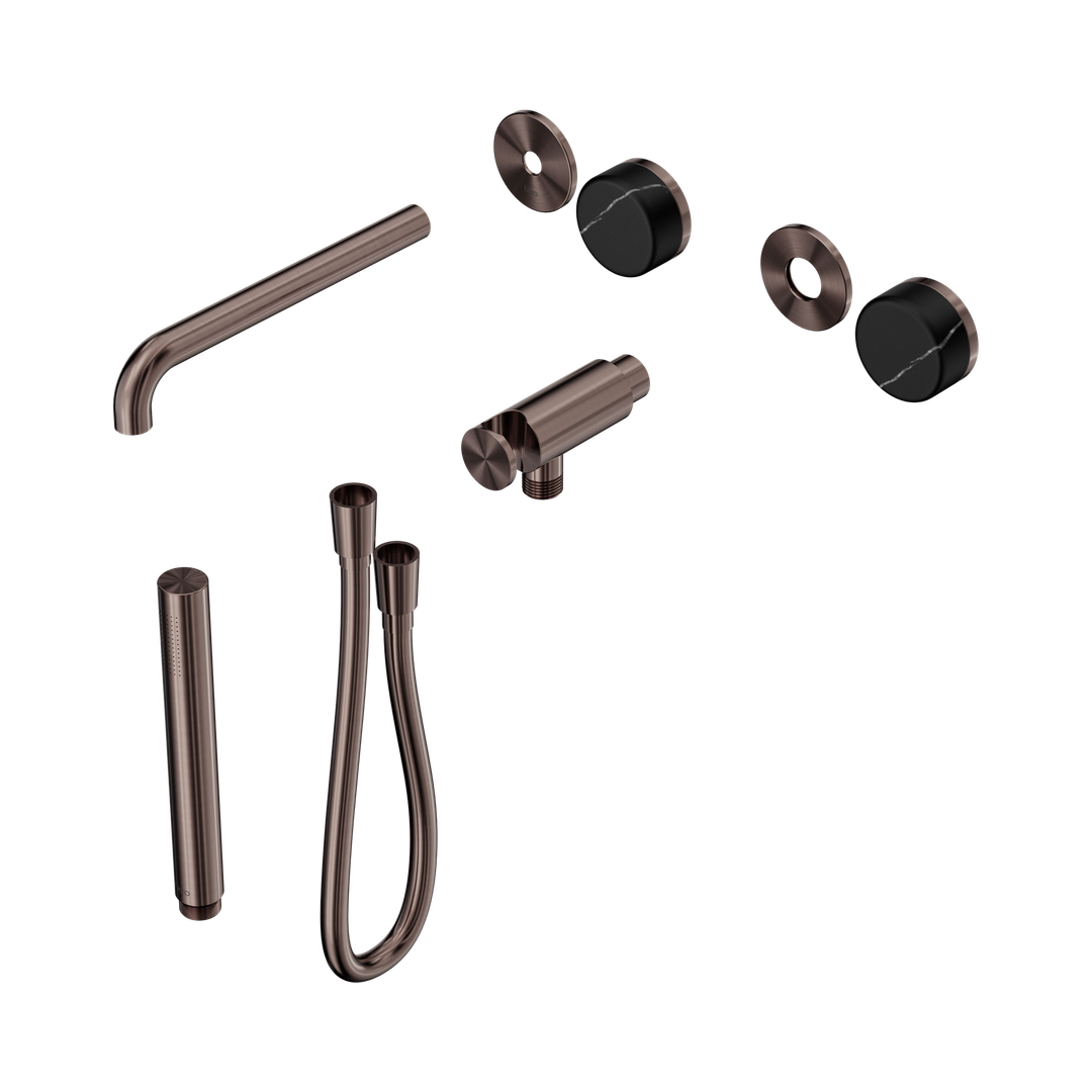 Nero Serenity Progressive Shower System - Spout Brushed Bronze Marquina Black Handle & Slim Shower Trim Kit Only