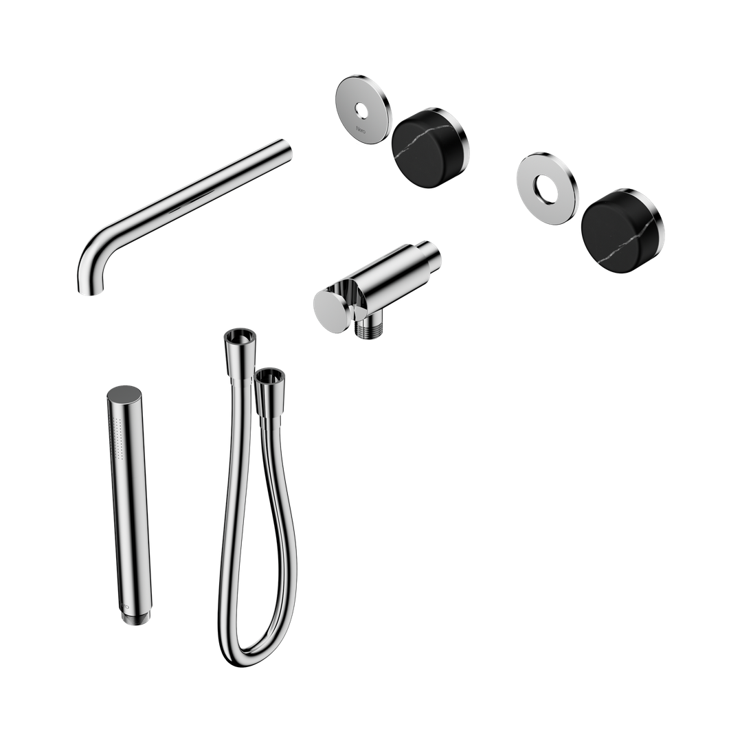 Nero Serenity Progressive Shower System - Spout Chrome Marquina Black Handle & Slim Shower Trim Kit Only