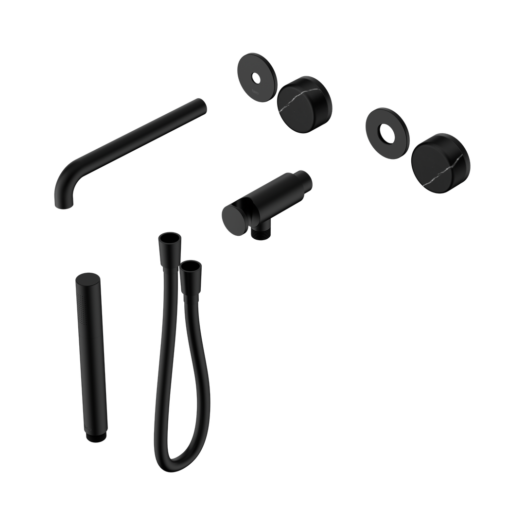 Nero Serenity Progressive Shower System - Spout Matte Black Marquina Black Handle & Slim Shower Trim Kit Only