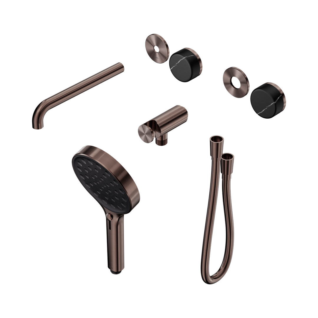 Nero Serenity Progressive Shower System - Spout Brushed Bronze Marquina Black Handle & Serenity Hand Shower Trim Kit