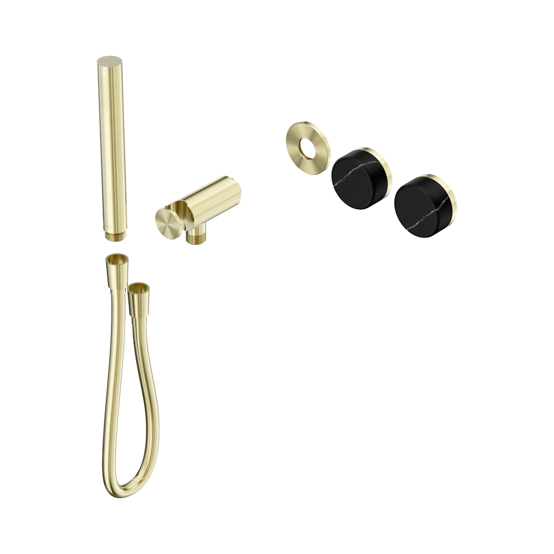 Nero Serenity Progressive Shower System Brushed Gold - Marquina Black Handle & Slim Shower Trim Kit Only