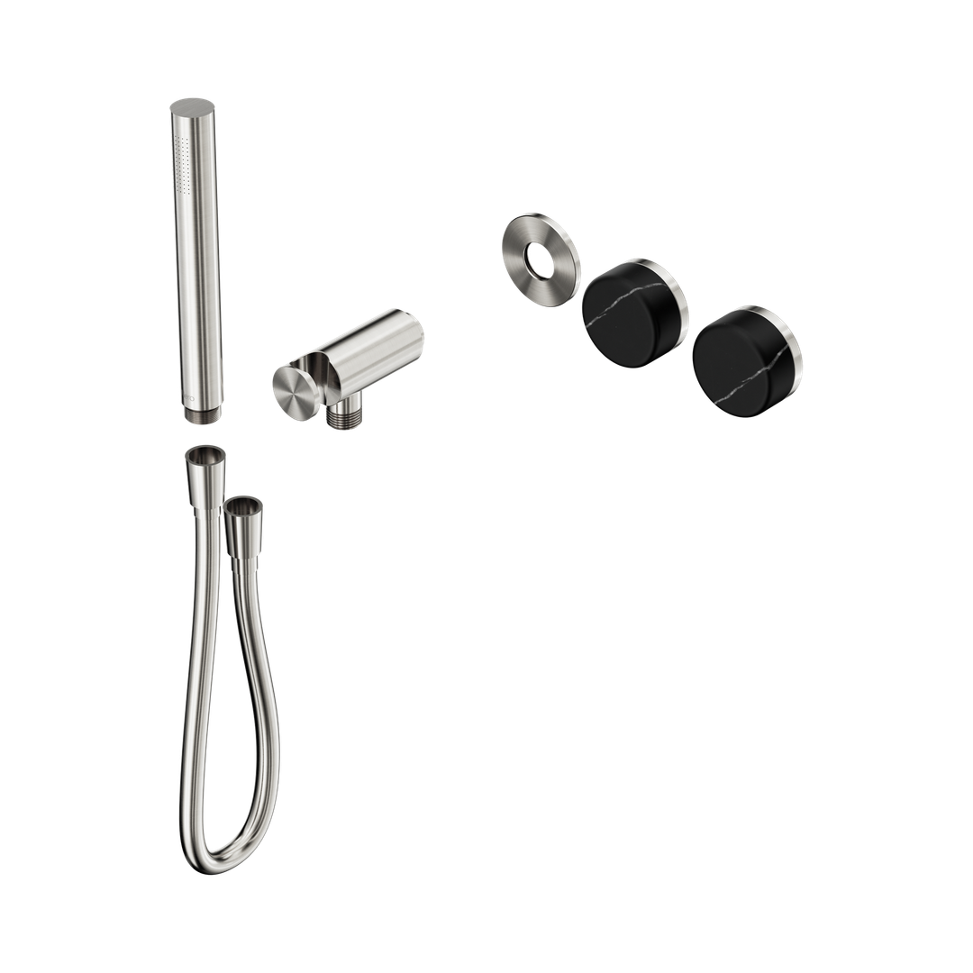 Nero Serenity Progressive Shower System Brushed Nickel - Marquina Black Handle & Slim Shower Trim Kit Only