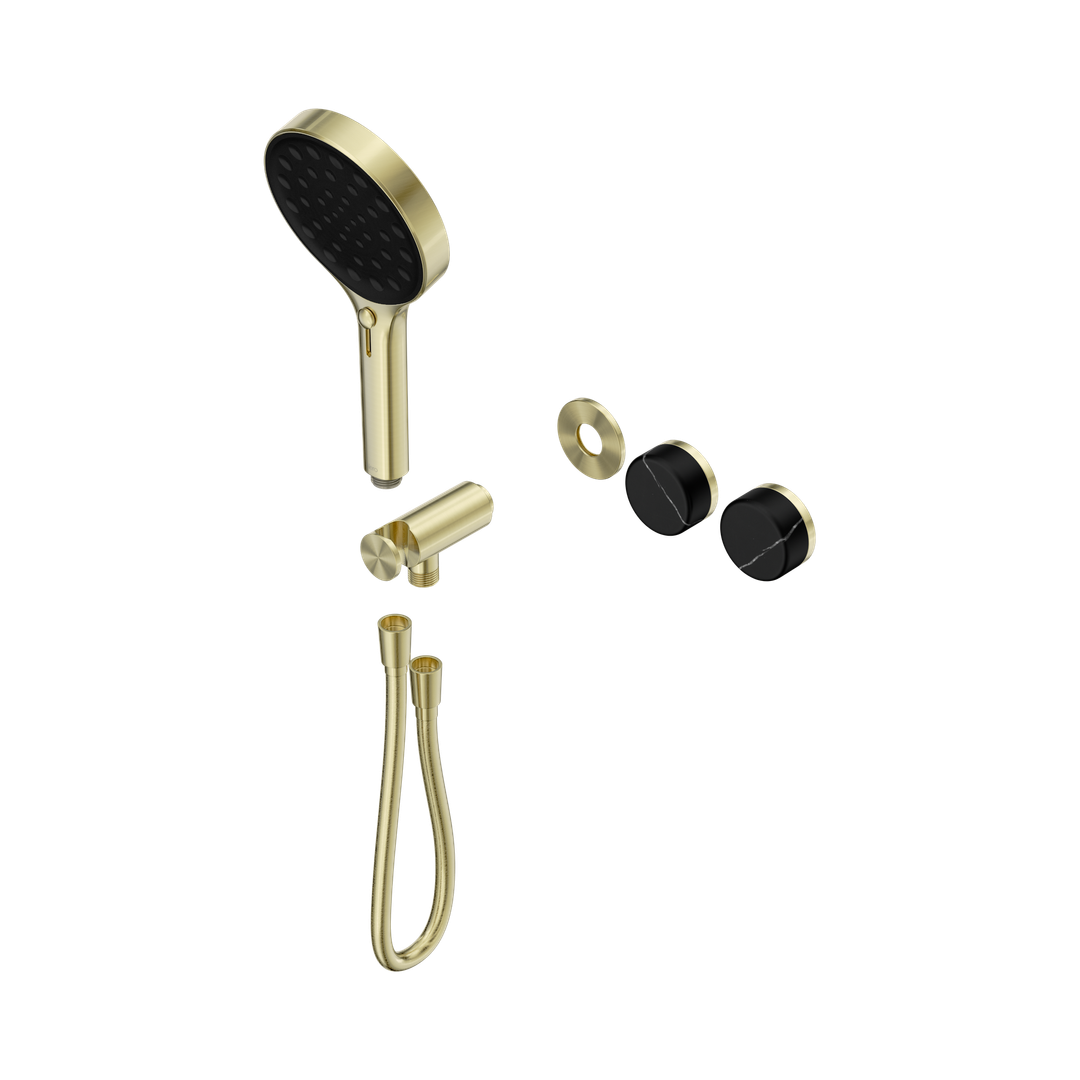 Nero Serenity Progressive Shower System Brushed Gold - Marquina Black Handle & Serenity Hand Shower Trim Kit Only