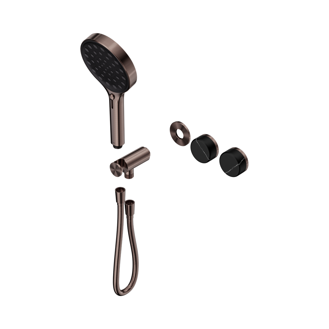 Nero Serenity Progressive Shower System Brushed Bronze - Marquina Black Handle & Serenity Hand Shower Trim Kit Only