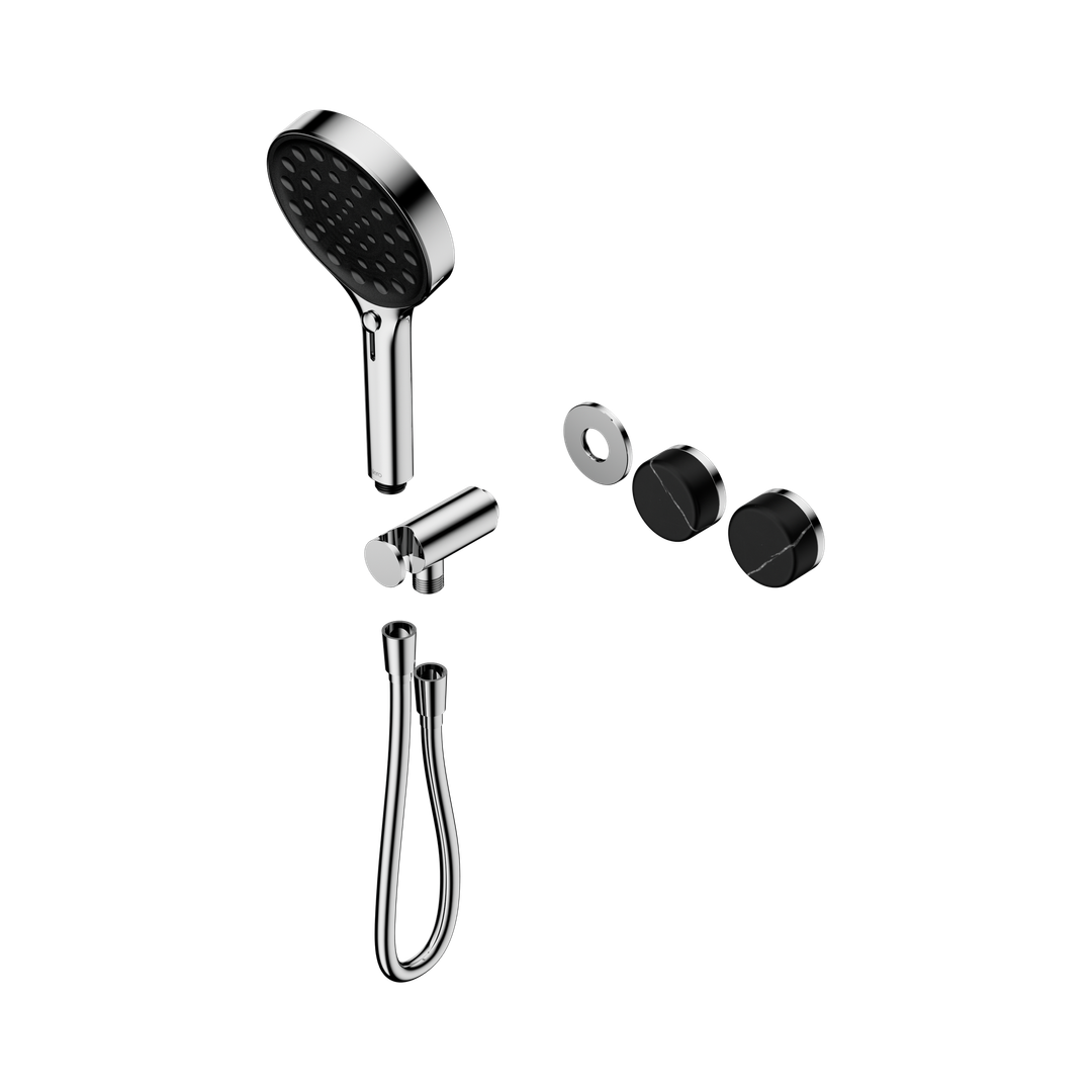 Nero Serenity Progressive Shower System Chrome - Marquina Black Handle & Serenity Hand Shower Trim Kit Only