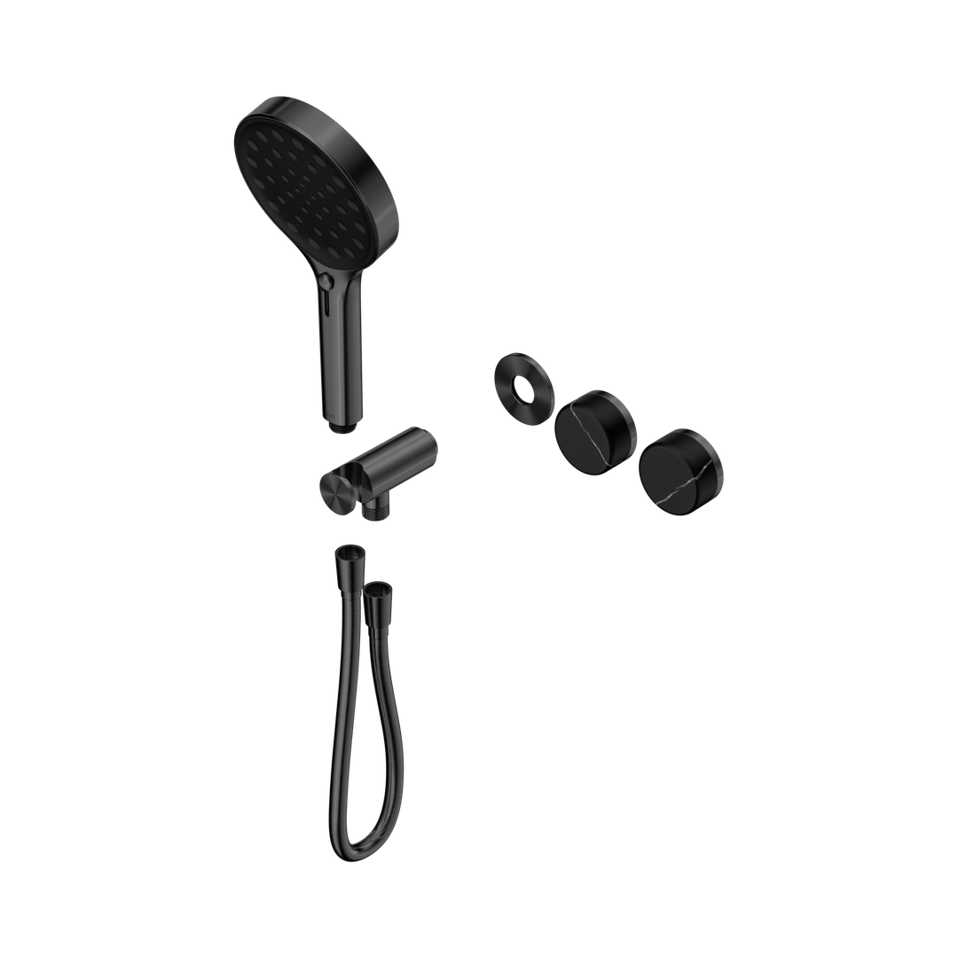 Nero Serenity Progressive Shower System Gunmetal - Marquina Black Handle & Serenity Hand Shower Trim Kit Only