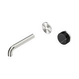 Nero Serenity Progressive Wall Basin Mixer 160Mm Spout - Brushed Nickel Marquina Black Handle Trim Kit Only