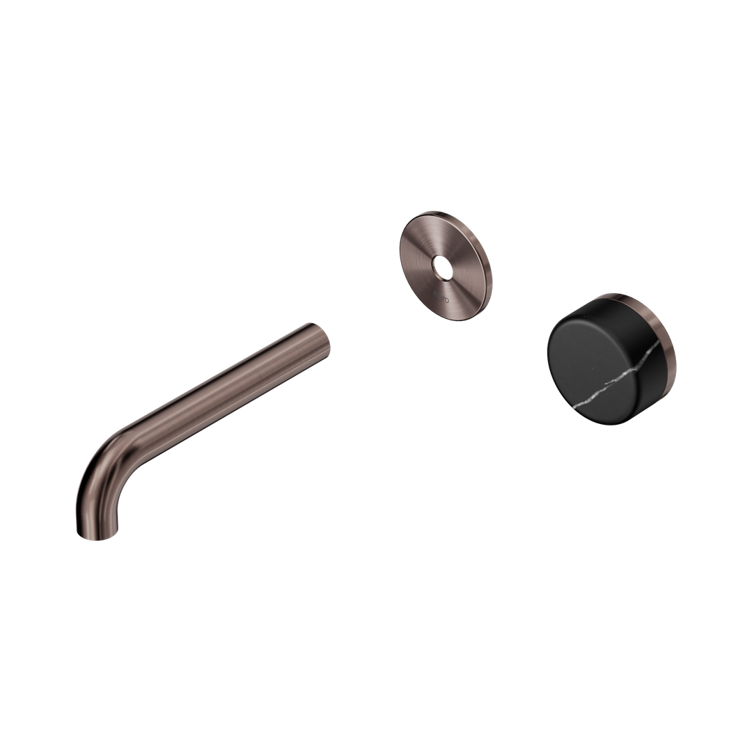 Nero Serenity Progressive Wall Basin Mixer 160Mm Spout - Brushed Bronze Marquina Black Handle Trim Kit Only