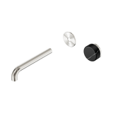 Nero Serenity Progressive Wall Basin Mixer 185Mm Spout - Brushed Nickel Marquina Black Handle Trim Kit Only