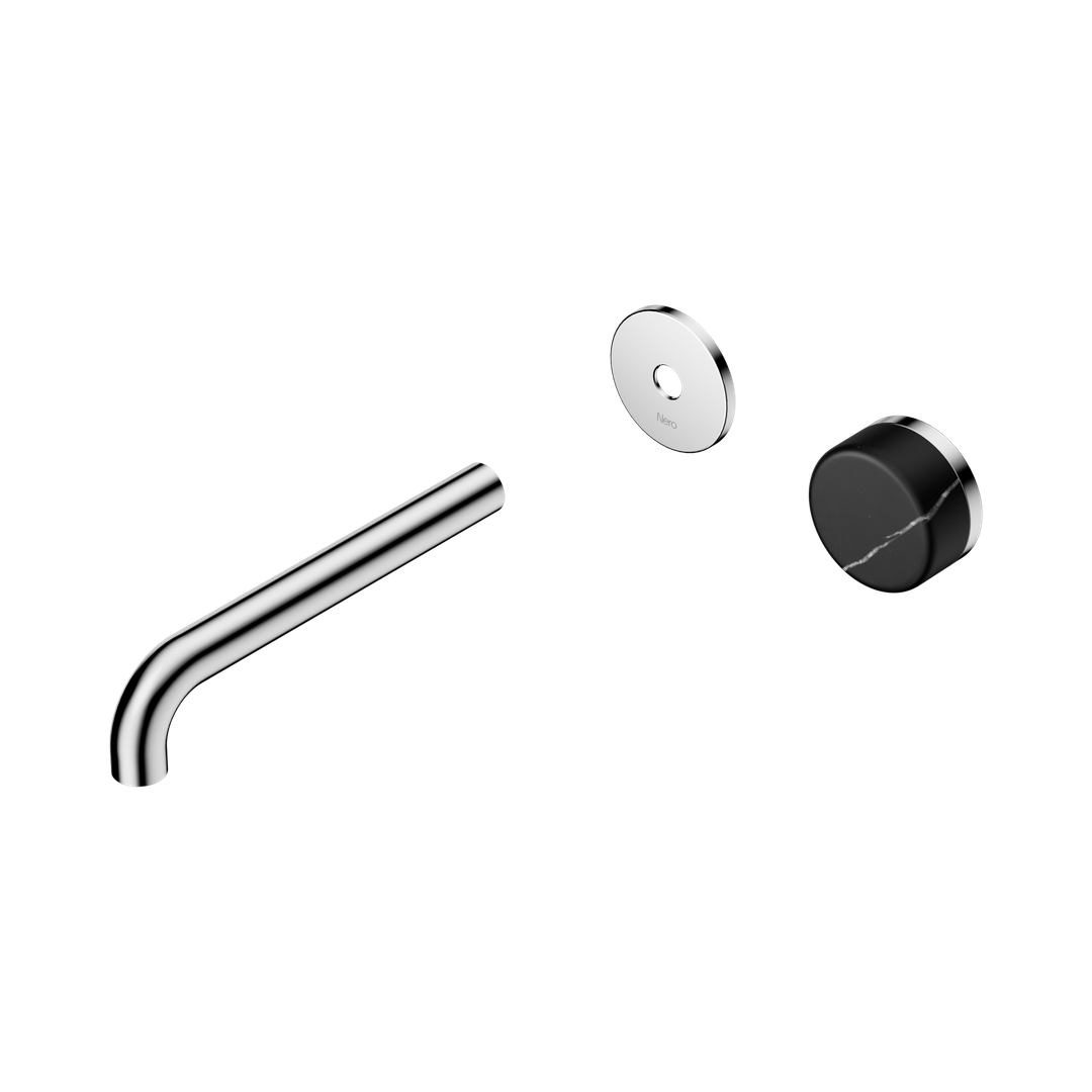 Nero Serenity Wall Basin Mixer 185mm Spout With Marquina Black Handle Trim Kit Only - Chrome