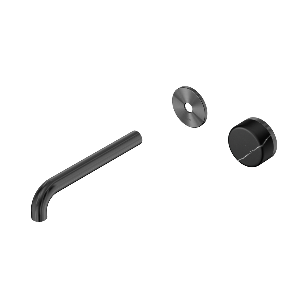 Serenity Wall Basin Nero Mixer 185mm Spout With Marquina Black Handle Trim Kit Only - Gun Metal