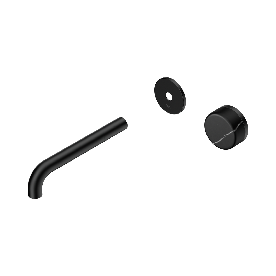 Serenity Wall Basin Nero Mixer 185mm Spout Marquina Black Handle Trim Kit Only - Matte Black