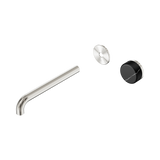 Nero Serenity Progressive Wall Basin Mixer 220Mm Spout - Brushed Nickel Marquina Black Handle Trim Kit Only