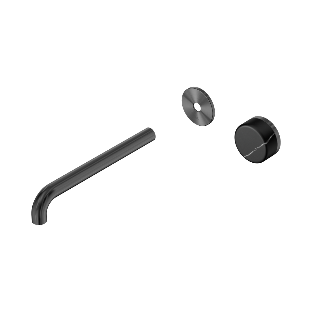 Nero Serenity Progressive Wall Basin Mixer 220Mm Spout Gunmetal - Marquina Black Handle Trim Kit Only