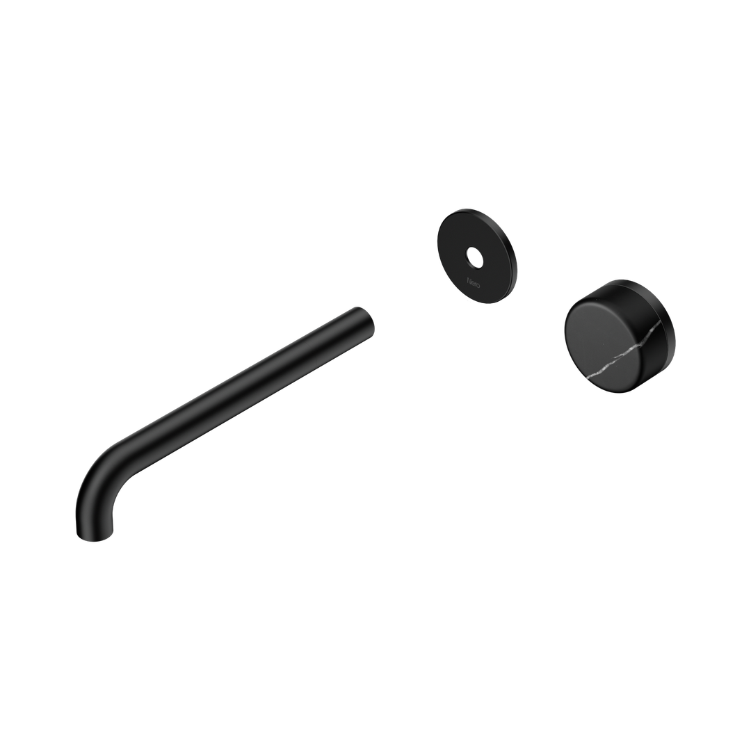 Serenity Wall Basin Nero Mixer 220mm Spout Marquina Black Handle Trim Kit Only - Matte Black