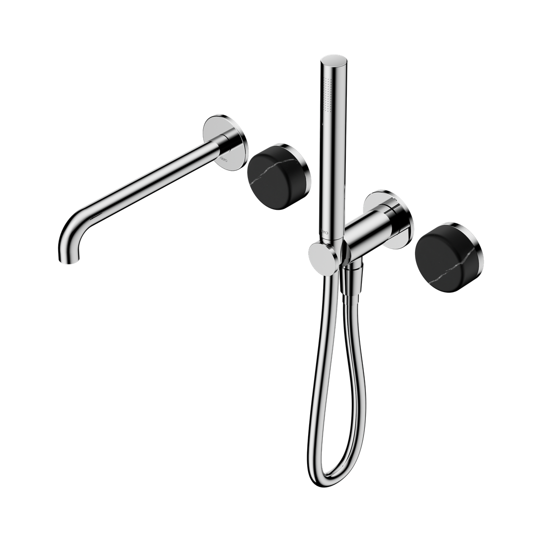 Nero Serenity Progressive Shower System - Spout Chrome - Marquina Black Handle & Slim Shower