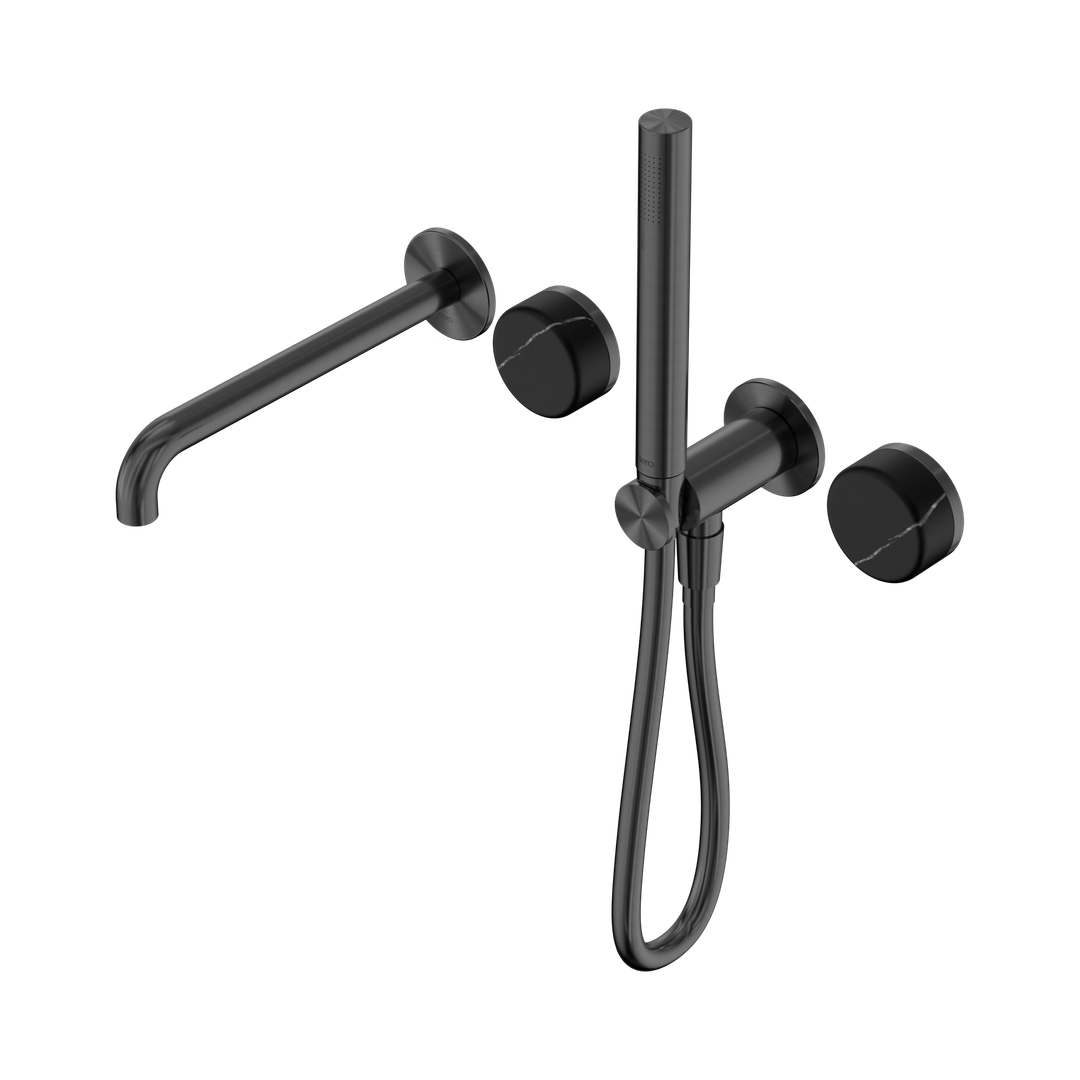 Nero Serenity Progressive Shower System - Spout Gunmetal - Marquina Black Handle & Slim Shower