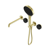 Nero Serenity Progressive Shower System - Spout Brushed Gold Marquina Black Handle & Serenity Hand Shower